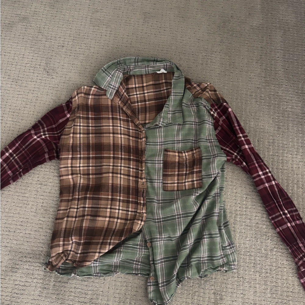 Cotton On Plaid Flannel in Brown, Green, and Red